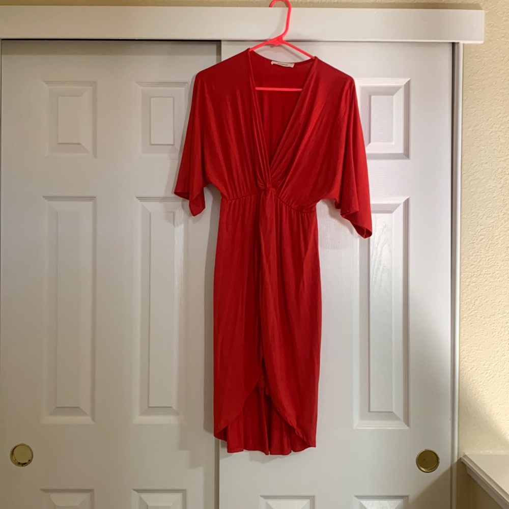 Red hi-lo dress
